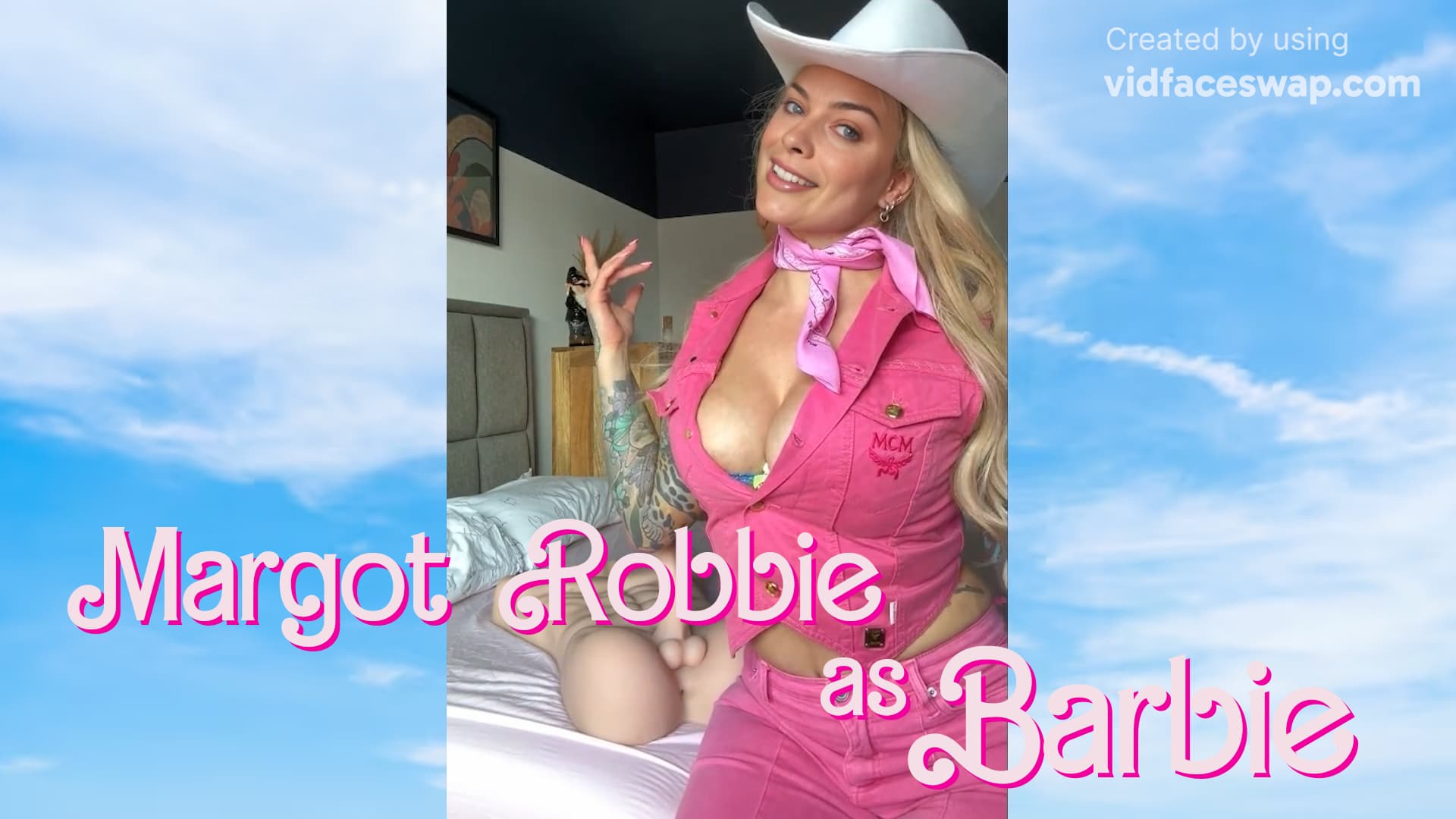 Margot Robbie as Tattooed Barbie, Rides Ken Doll