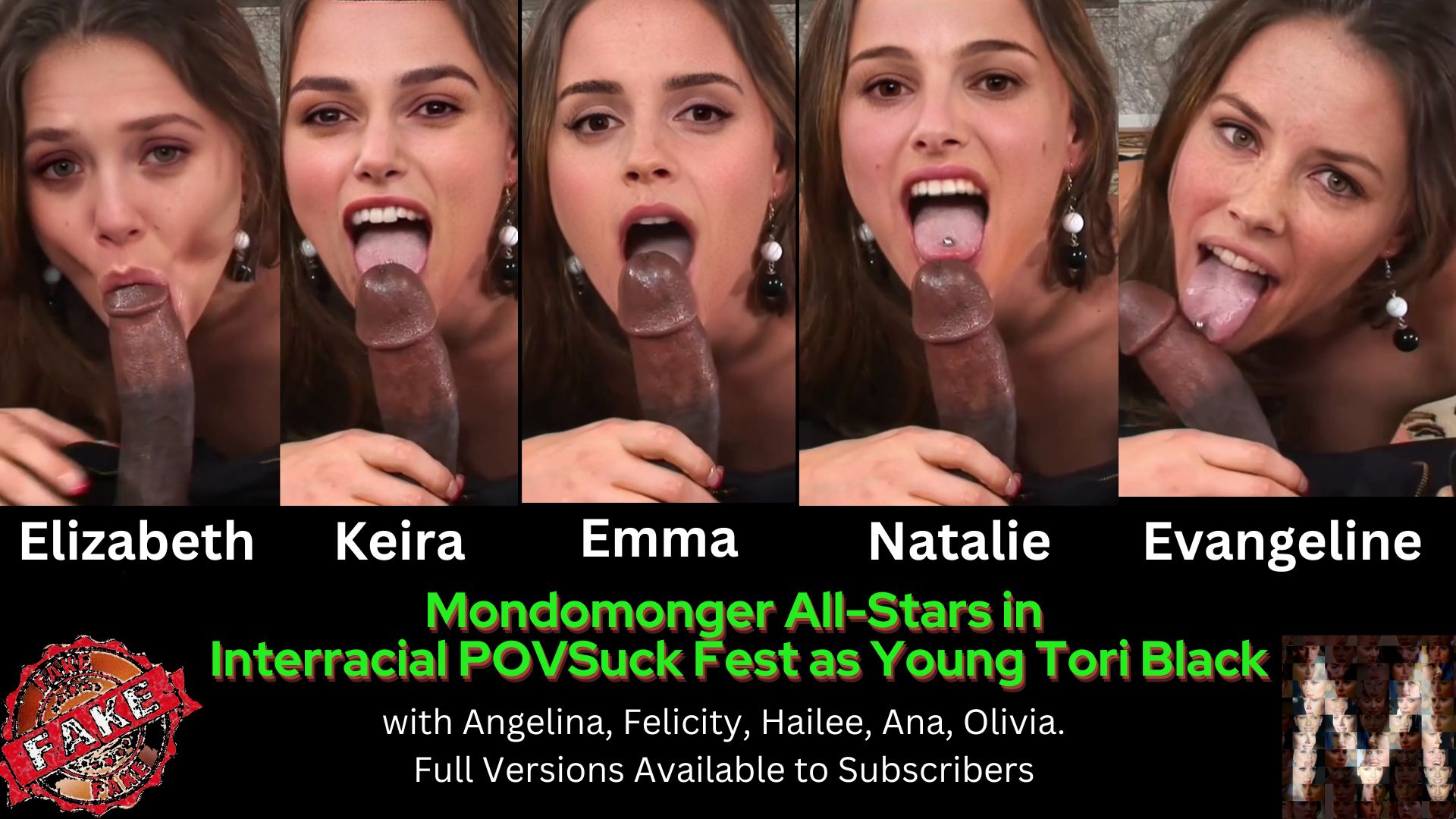 [Fake] Emma Watson, Natalie Portman and the Mondo All Stars!  Interracial BJ