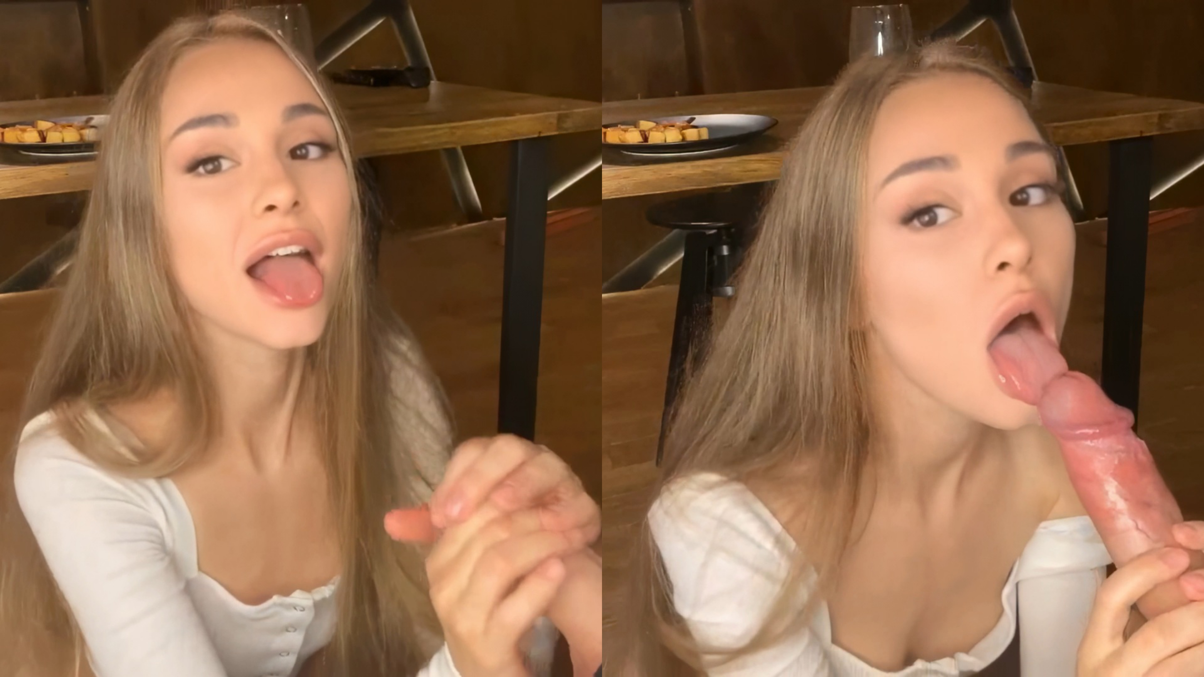 Ariana Grande gives sensual blowjob