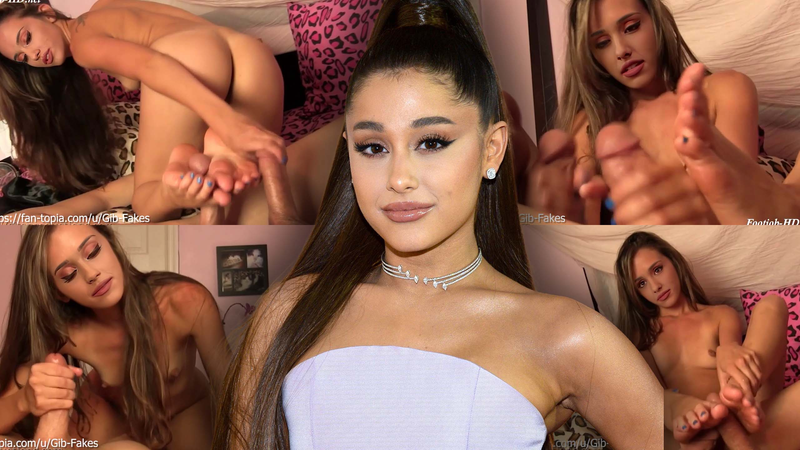 Ariana Compilation - Ariana Grande Rubs Two Cocks Together With Her Feet Until They Explode  DeepFake Porn - MrDeepFakes